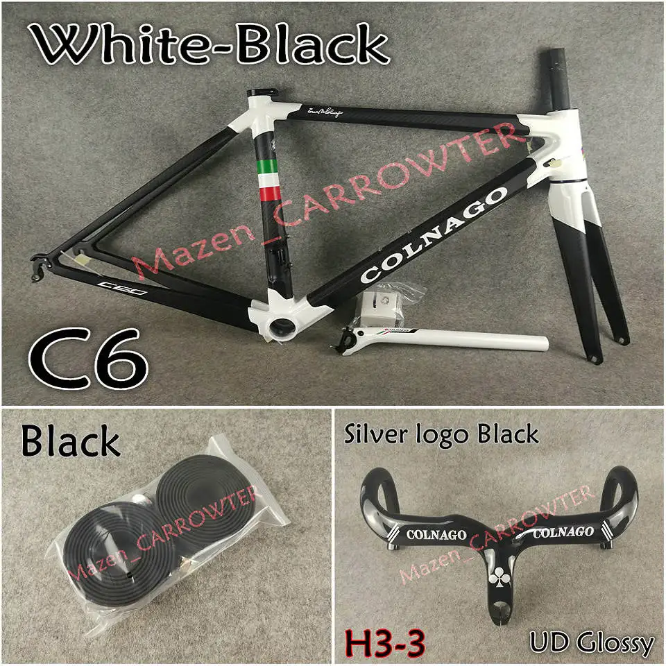 Package 5 3 к матовый черный белый Colnago C60 карбоновая рама+ руль+ седло+ клетки для бутылок+ 50 мм карбоновый набор колес с NOVATEC A271 ступицы - Цвет: Package 5