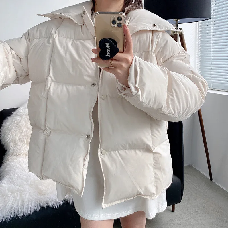 Winter 2022 Korean Cotton Coat Women Turtleneck Detachable Lazy Style Jacket Female Casual Student Bread Jacket Fashion JD1967
