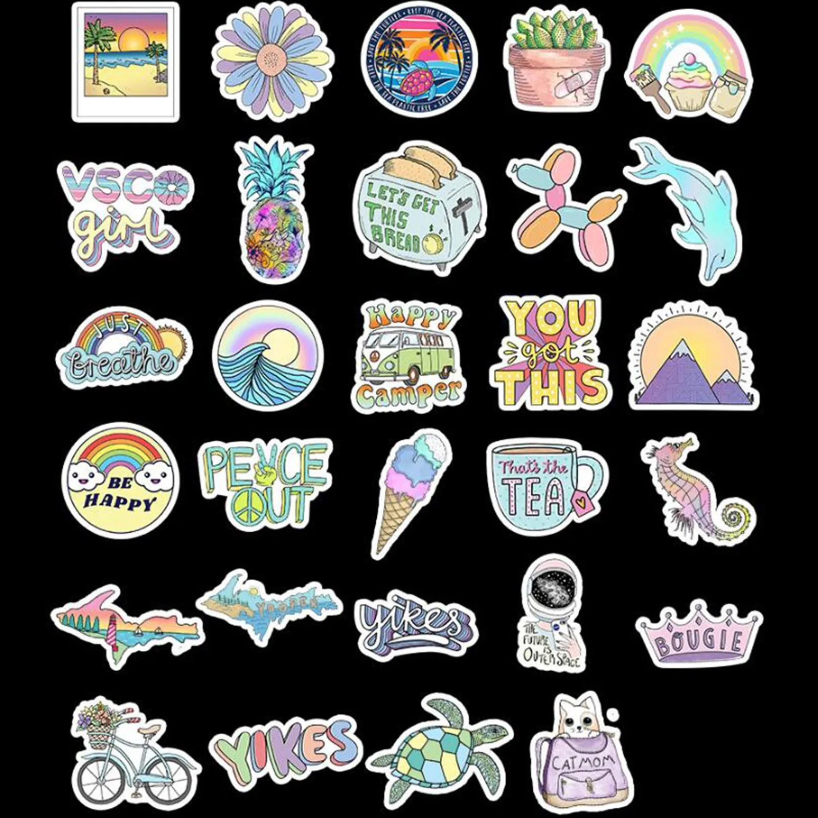 

50 Pc Graffiti Sticker Cute Animals Sentence Pattern Sticker Luggage Refrigerator Phone Water Cup Pvc Waterproof Sticker