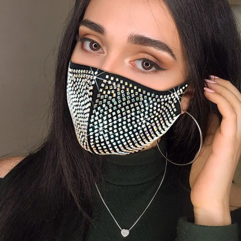 

Роскошные ювелирные украшения, маска Стразы, рождественские маски для женщин, модная эластичная маска, декоративная маска с кристаллами, та...