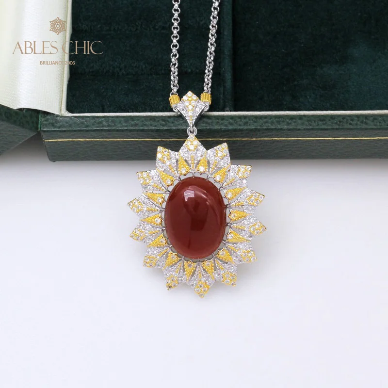 Ренессанс овальный камень 925 сплошная серебряная подвеска Королевский