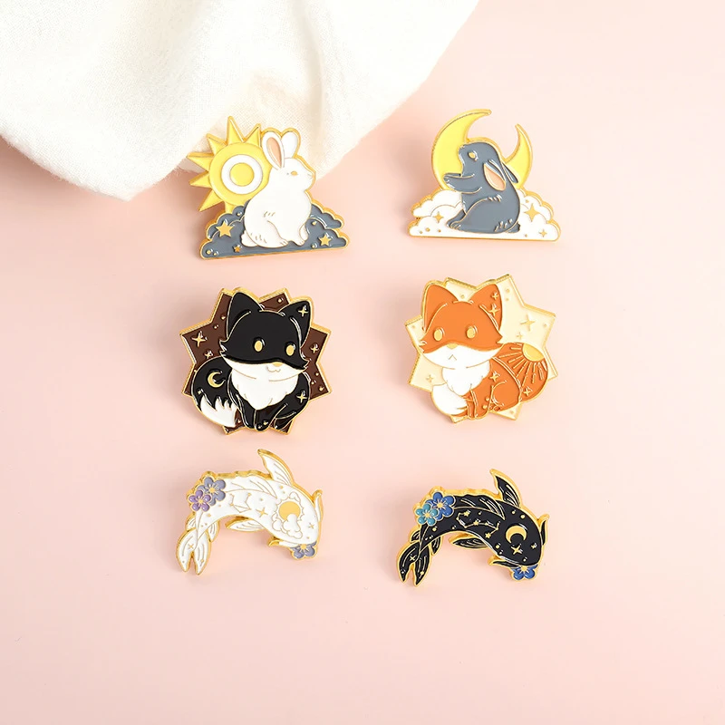 

Fashionable Personality Exquisite Jewelry New Cute Animal Brooch Creative Cartoon Puppy Rabbit Goldfish Shape Neutral All-Match