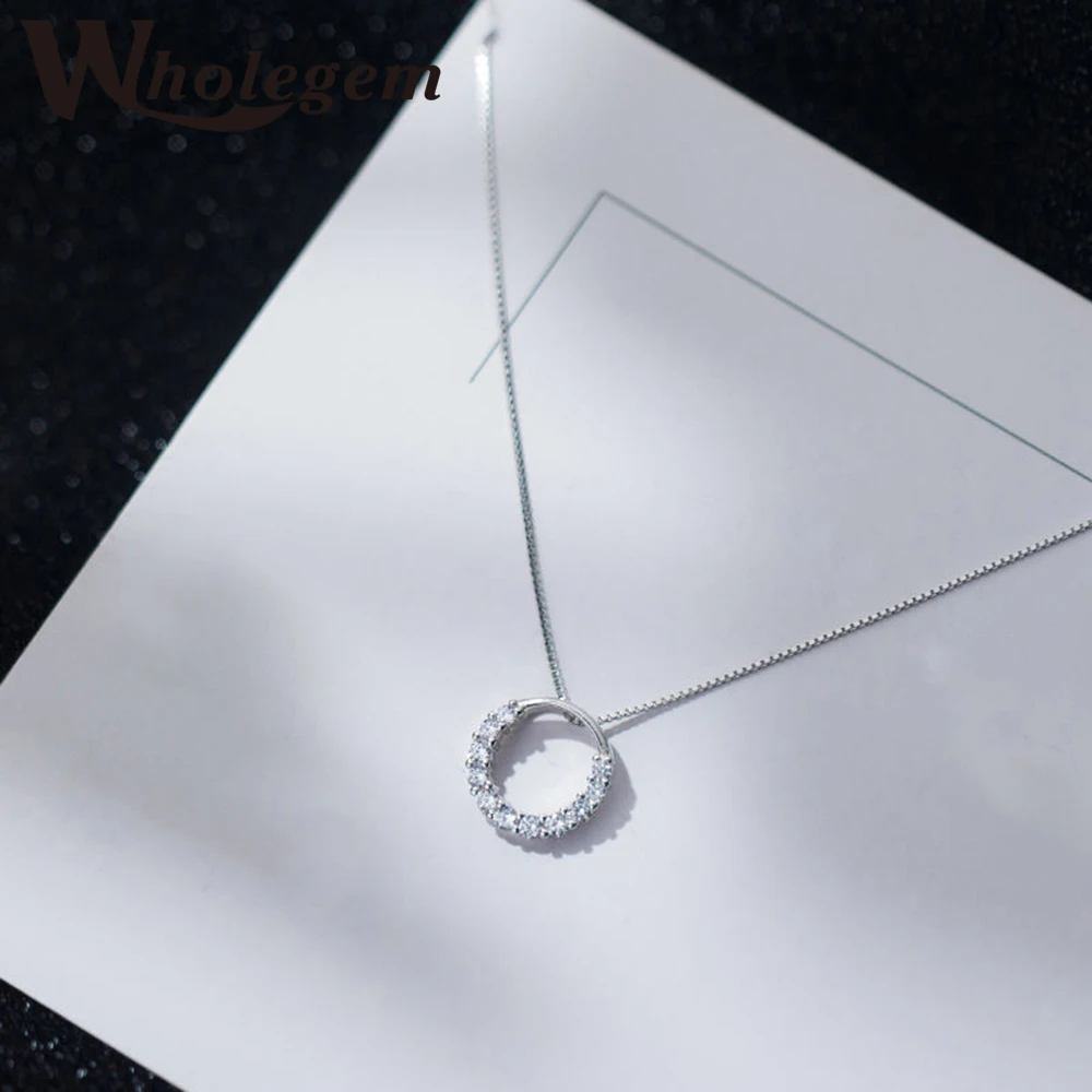 

WHOLEGEM Trendy Circle Geometry Zircon Necklace For Women High Quality Box Chain Korean Fashion Jewelry