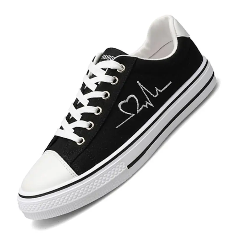 

Male Fashion Sweet Anti Skid Black Canvas Shoes Men Cool Comfortable Autumn Lace Up Shoes Man's Casual Shoes Tenis Feminino