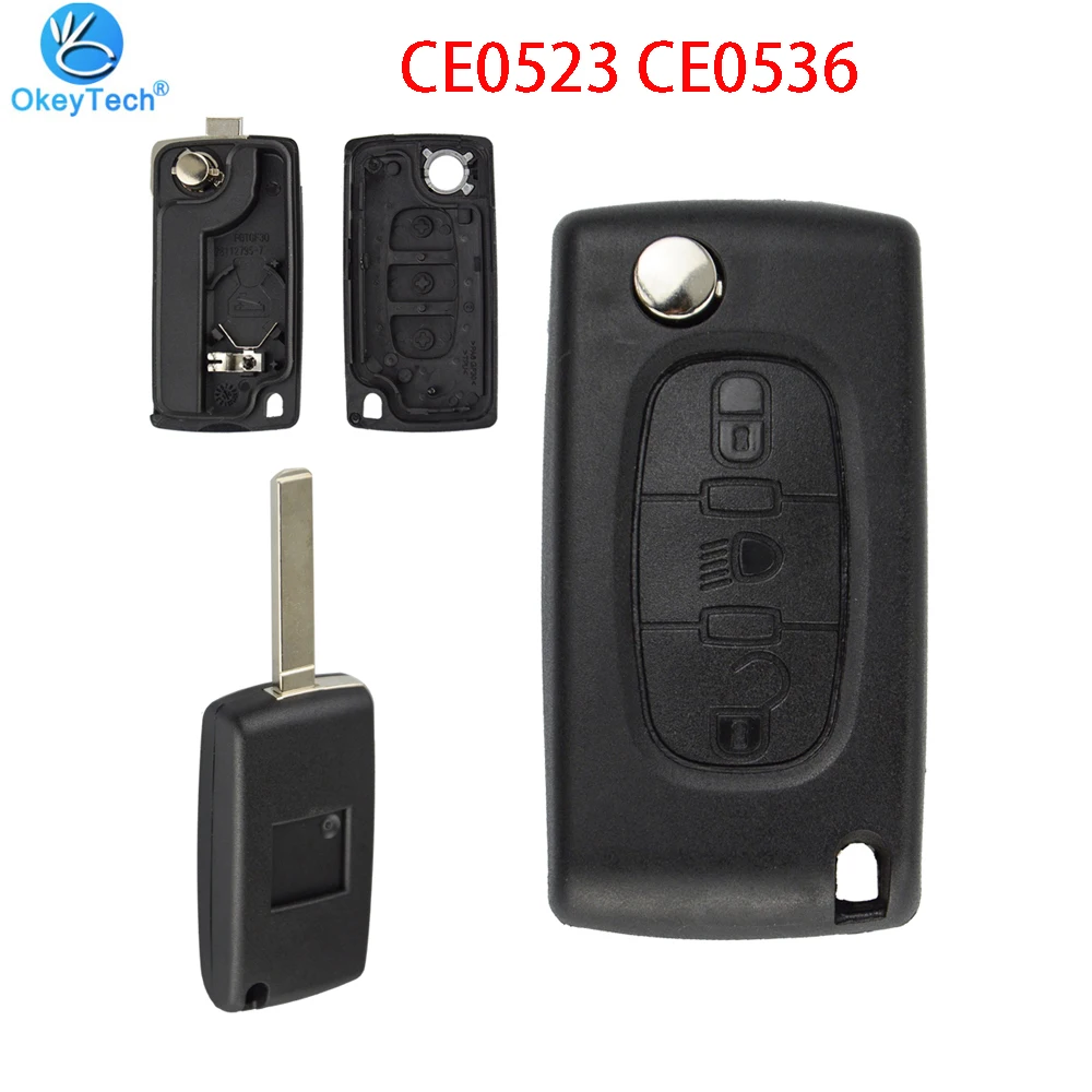 OkeyTech 2 3 4 кнопки дистанционного автомобиля ключ для Peugeot 207 307 308 407 Citroen C2 C3 C4 C5