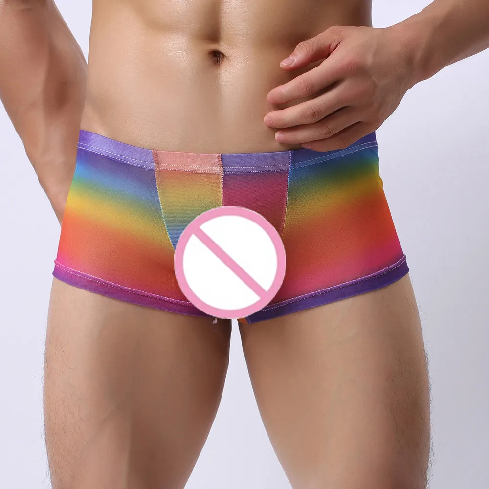 Multicolor Мужское нижнее белье боксеры шорты нижнее белье Прозрачный выпуклой мешок мягкие трусики сексуальные боксеры шорты нижнее белье мужские s боксеры - Цвет: Multicolor