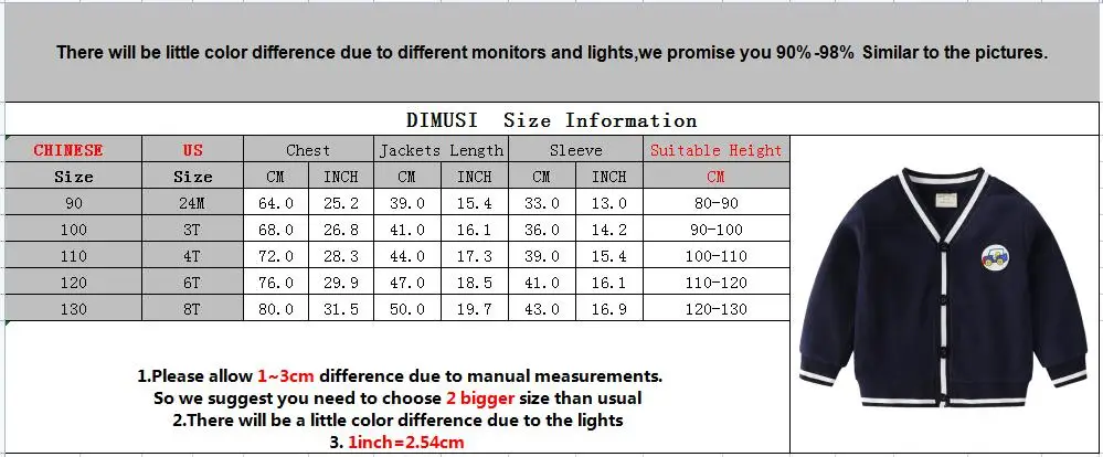 

DIMUSI Children's Bomber Coats Kids Jacket Spring Autumn Boys Kids Outerwear V-Neck Jumper Knitwear Cardigan Jackets Clothes