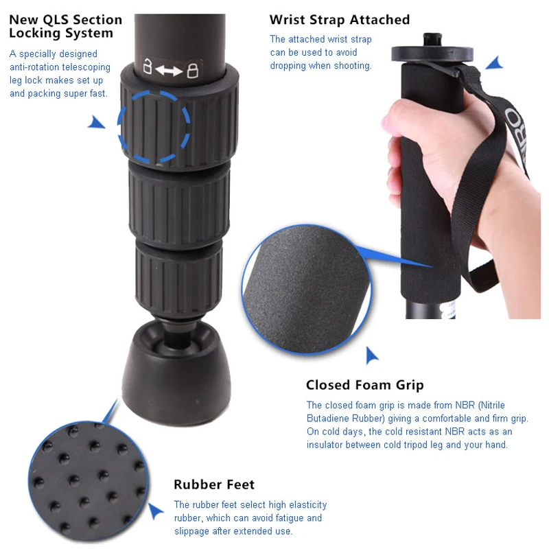 Benro A28T портативный профессиональный монопод из алюминиевого сплава для камеры