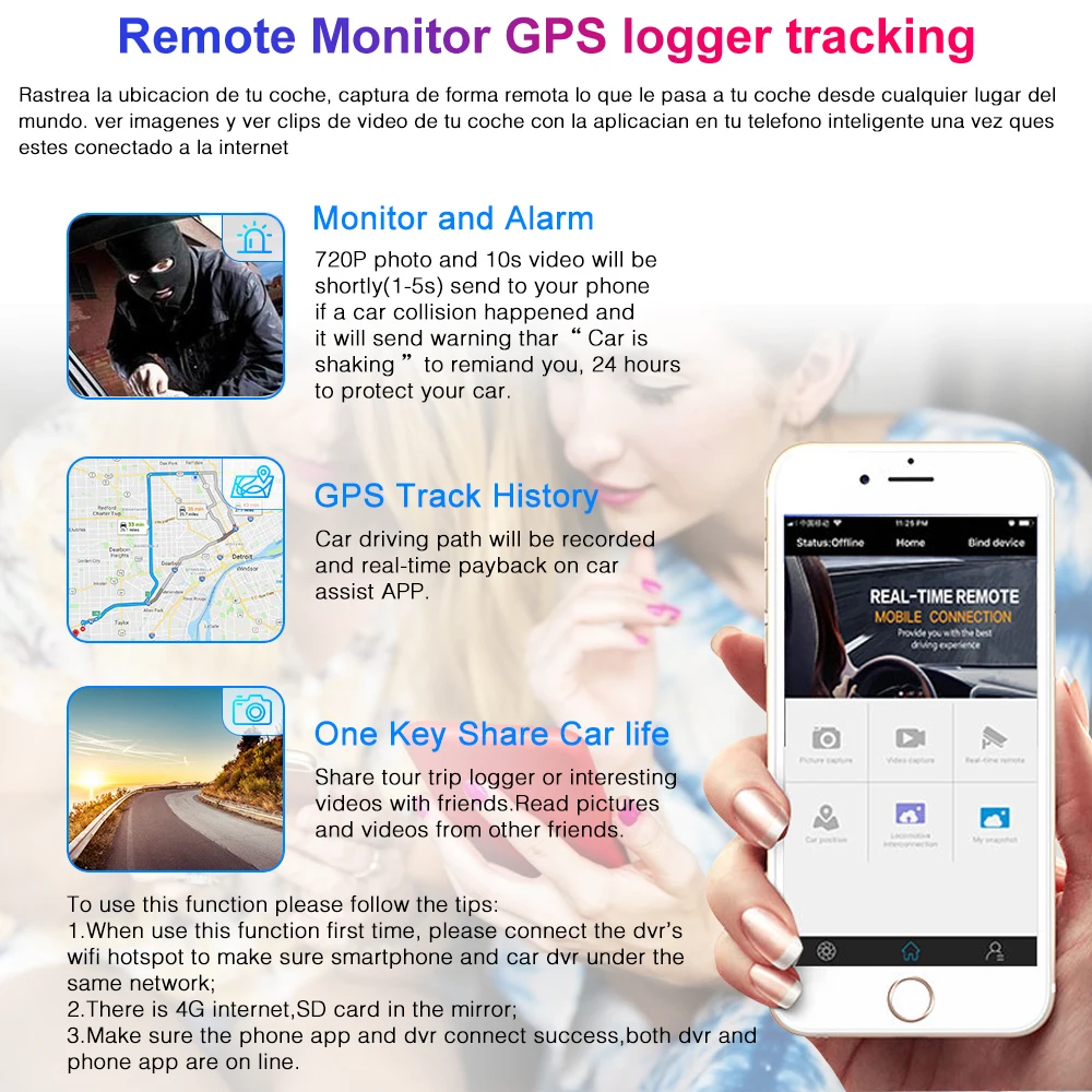 Автомобильный видеорегистратор Bluavido 4G Android 12 дюймов GPS навигация ADAS FHD 1080P двойная