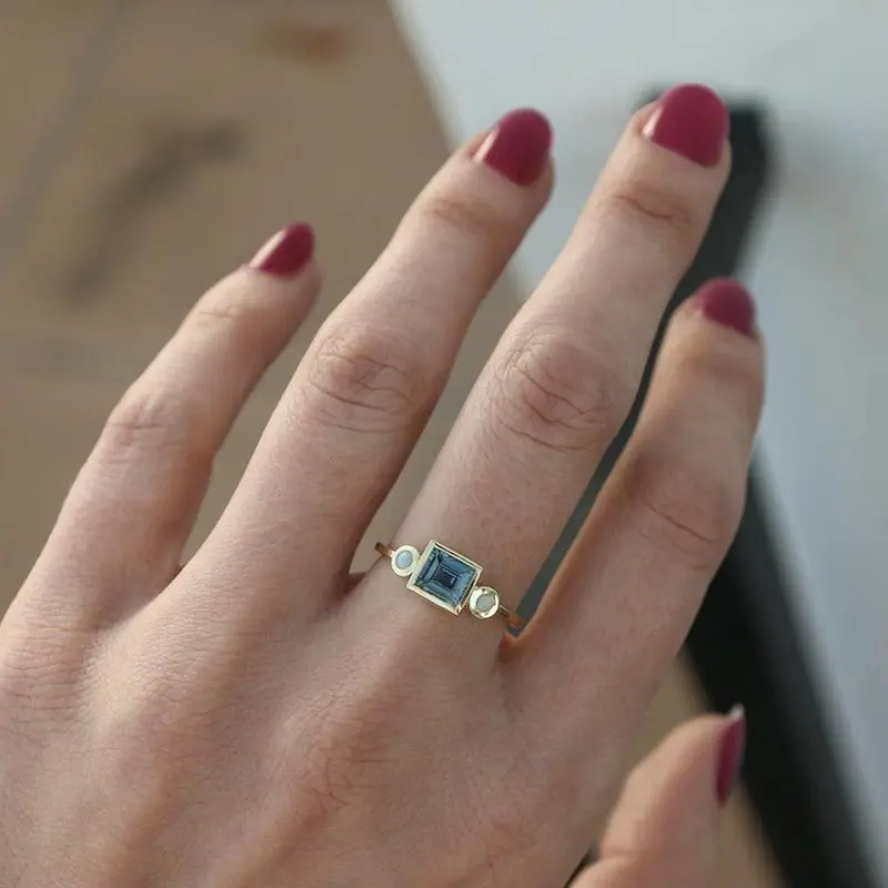 

3pcs/Set Luxury Square Crystal Rings for Women Fashion Yellow Gold Color Engagement Wedding Jewelry Accessories Gifts Wholesale