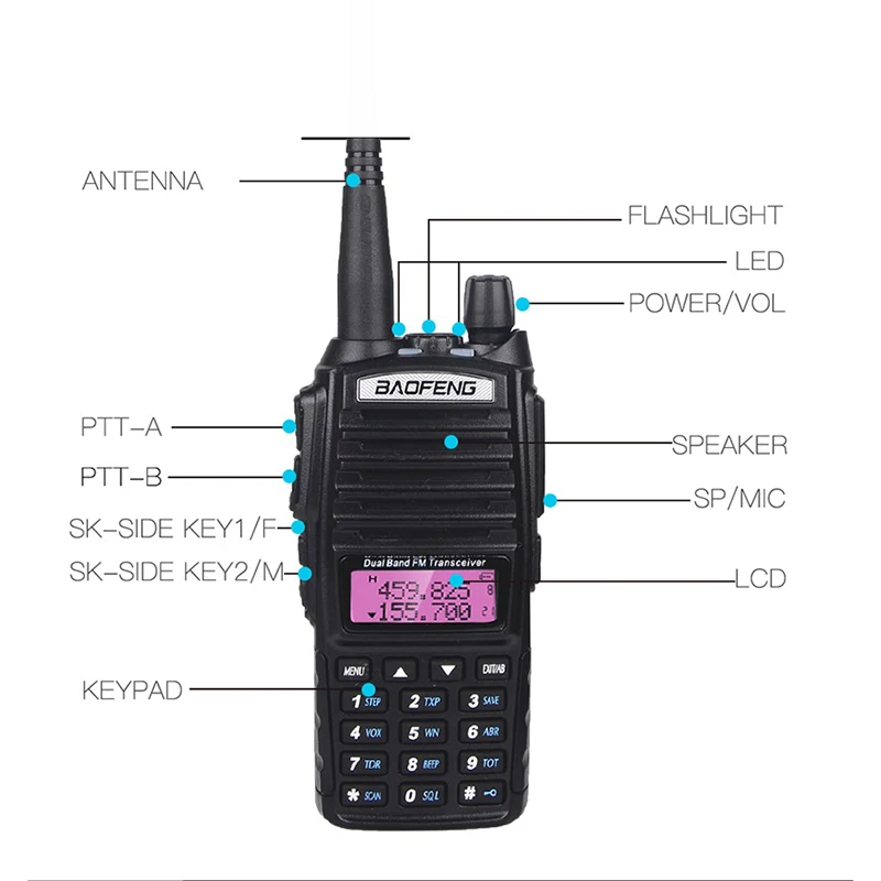 Baofeng UV-82 8W Walkie Talkie 10km For Hunting UV82 Amateur CB Ham Radio Station VHF UHF 8Watts Tri-Power Transceiver UV 82 | Мобильные