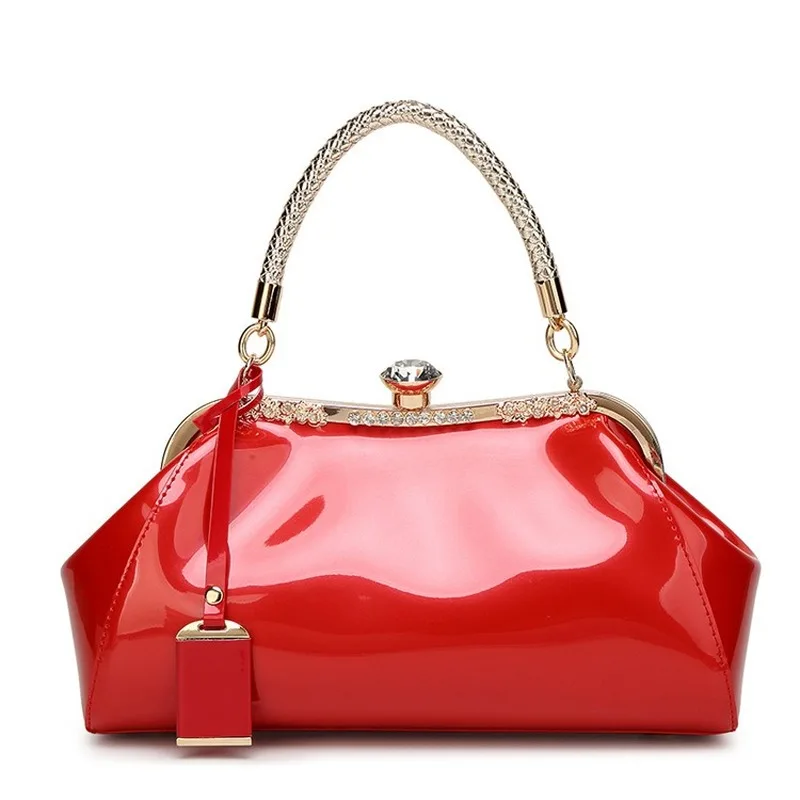 

2021 Women's Pu Leather Fashion Solid Color Patent Leather Shiny Women's Bag Bride Handbag Women's Single Shoulder Diagonal Bag