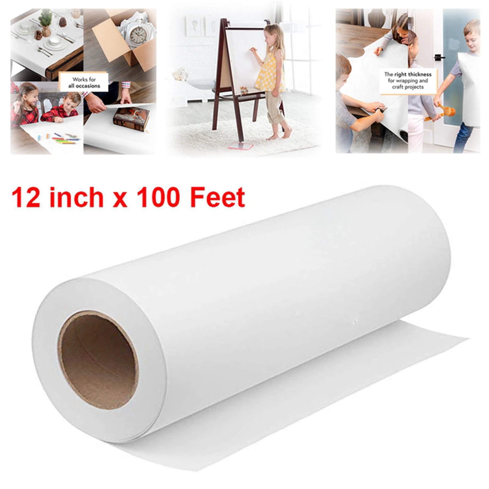 

Рулон крафт-бумаги Jumbo, белый, 30 м x 0,3 м для упаковки подарков