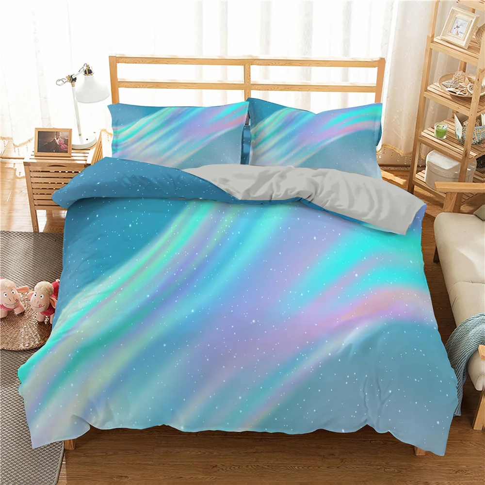 

3D Print Kids Colorful Glitter Bedding Set Fantasy Women Girls Shining Duvet Cover with Pillowcase 2/3 Piece Trendy Bedclothes
