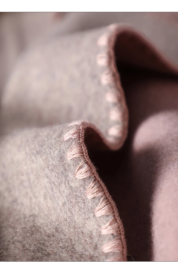 

Embroidery Pink 100% Wool Design and Jackets Women Covered Button Wide-waisted Womens Coats Winter Warm Office Lady