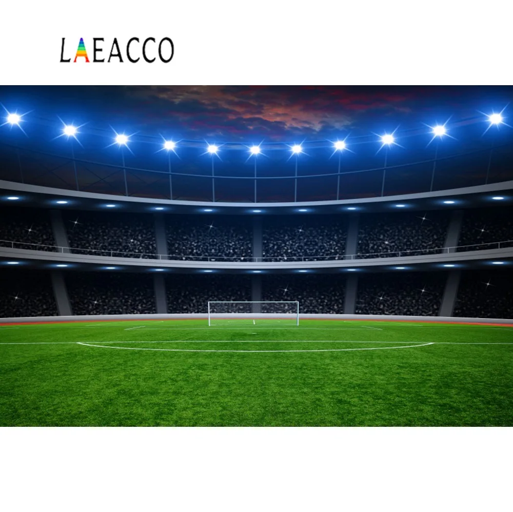 Laeacco футбол Футбол фонов зеленая трава цель стадион прожектор Спорт Малыш