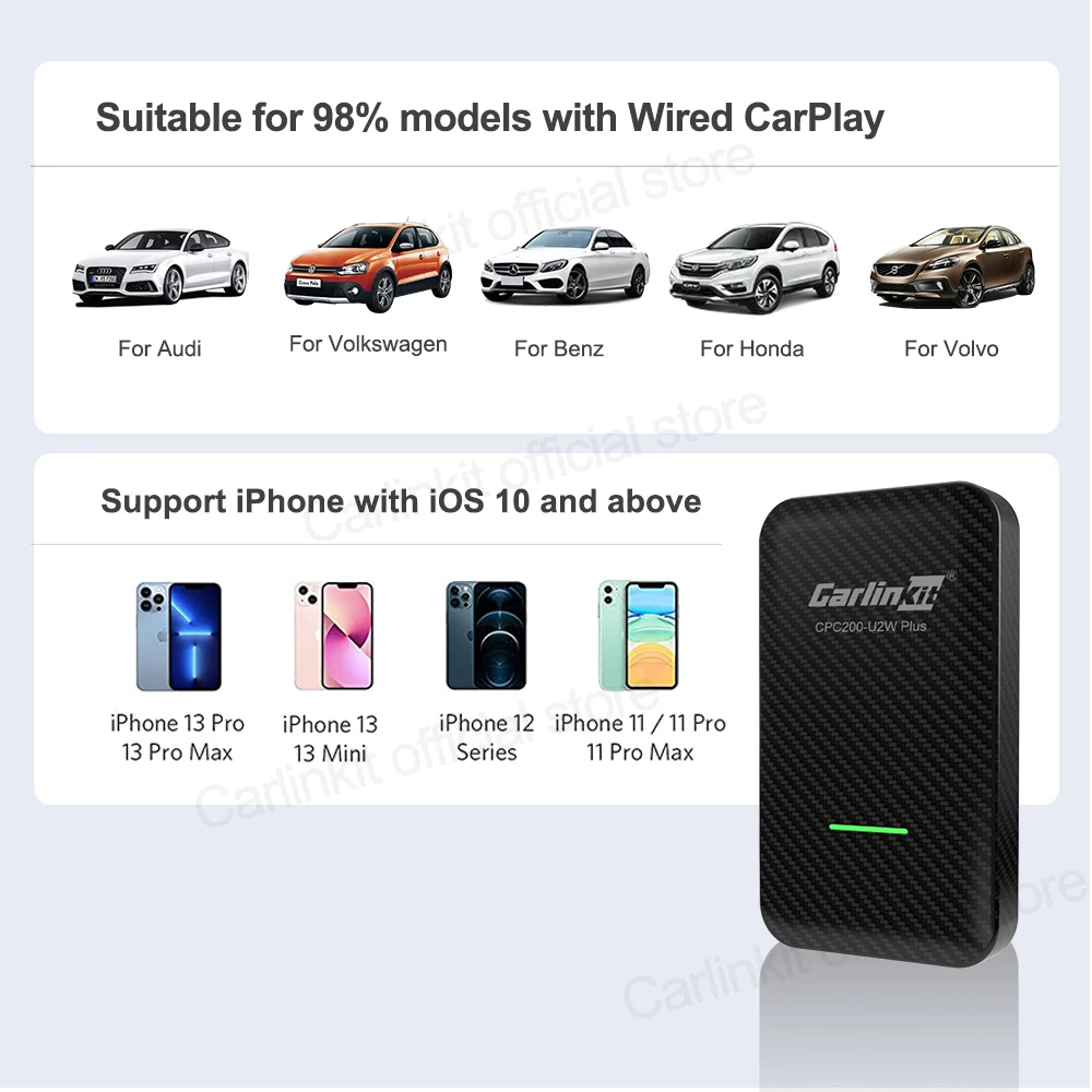 $82.60 Carlinkit 3.0 Wireless Carplay Dongle USB Adapter for Audi Benz Mazda Porsche Volkswagen Volvo Ford Citroen Honda Nissan Haval