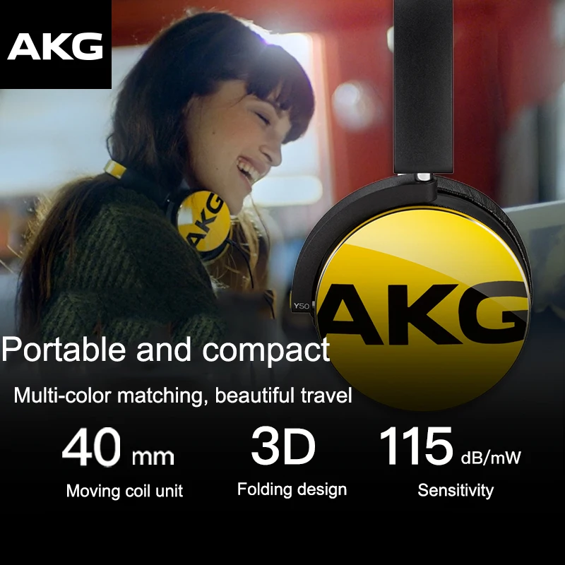 Оригинальная Складная Проводная гарнитура AKG Y50 с закрытой головкой съемный