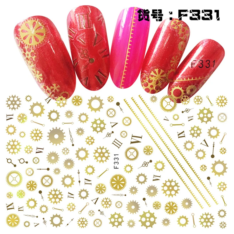 Новое поступление 3D наклейки для ногтей переводки Стильные с золотым узором