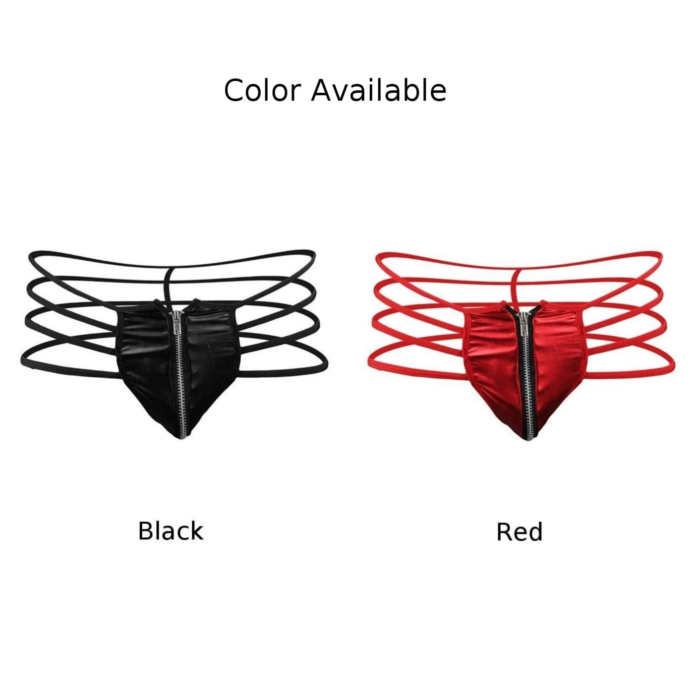 Трусы-стринги мужские из искусственной кожи пикантное нижнее белье на молнии ПВХ