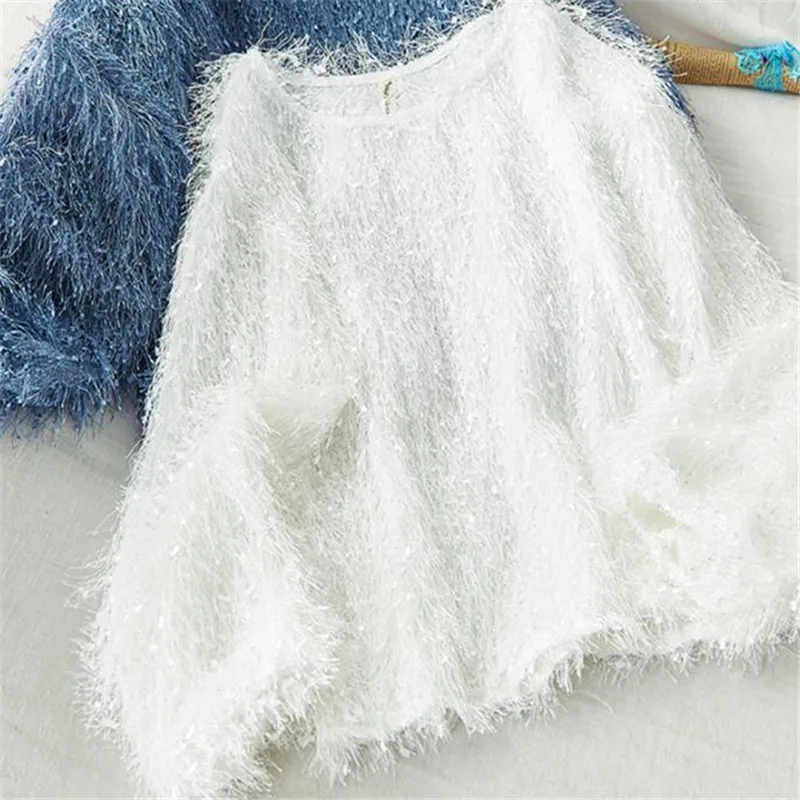 Новинка осень зима женский свитер меховые пуловеры с бахромой повседневные