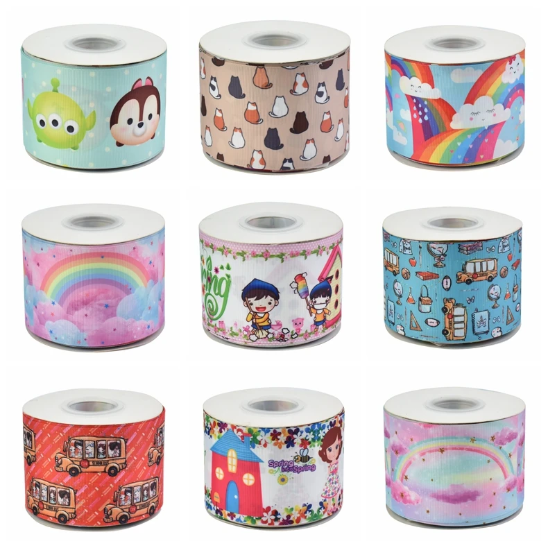 

HSDCraft 22MM 25MM 38MM 50MM 75MM Cartoon character ribbon HT Grosgrain Ribbon 10Yards/Roll