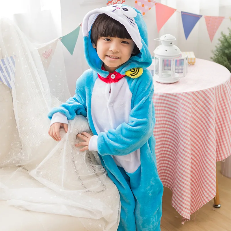 Пижамы унисекс Kigurumi Doraemon детский Рождественский костюм на Хэллоуин с героями