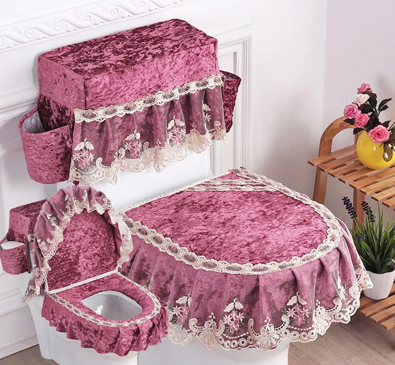 fyjafon 3pcs toilet seat cover washable toilet cover tank cover with storage bags bathroom plush blue red toilet overcoat free global shipping