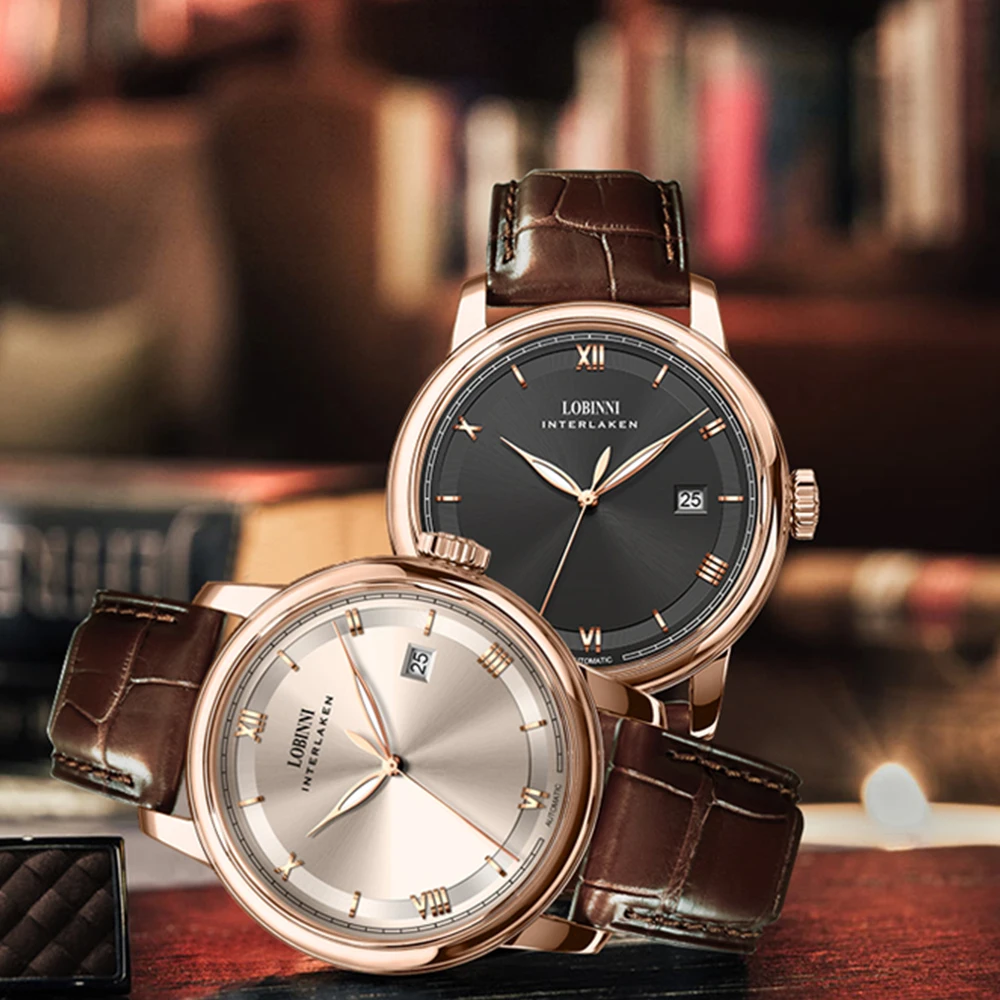 

Lobinni Casual Automatic Men's Mechanical Watch Leather Male Wristwatch Luminous Date Sapphire Waterproof Japan MIYOTA 2020 New