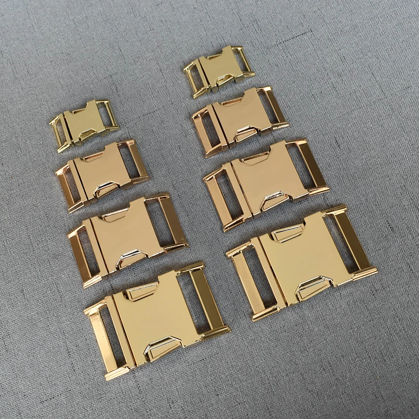 

10 Pcs/Lot 15mm 20mm 25mm 32mm Gold DIY Accessories Backpack Buckles Dog Collar Webbing Quick Release Metal Buckle Safety Clasp