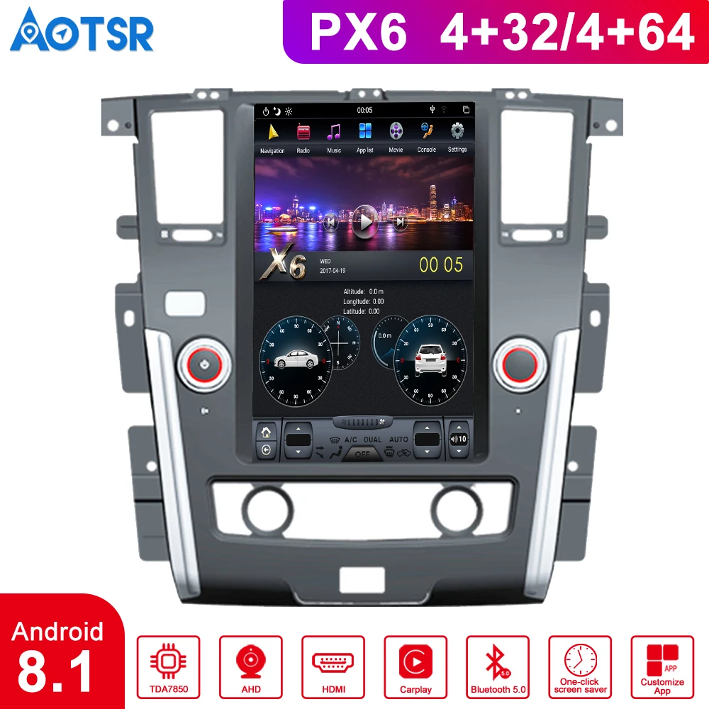 Android 8 1 4 Гб 13 6 Tesla style PX6 для NISSAN PATROL 2010 + Silver Plus головное устройство мультимедиа с