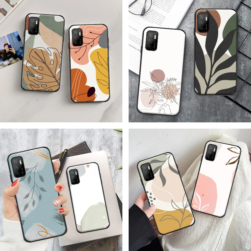

Abstract Line Face Art Sketch Leaves Phone Case For Xiaomi POCO F3 GT X3 Pro GT NFC M3 Pro Redmi 9 9i 9AT 9T 9A 9C Note 9T Cover