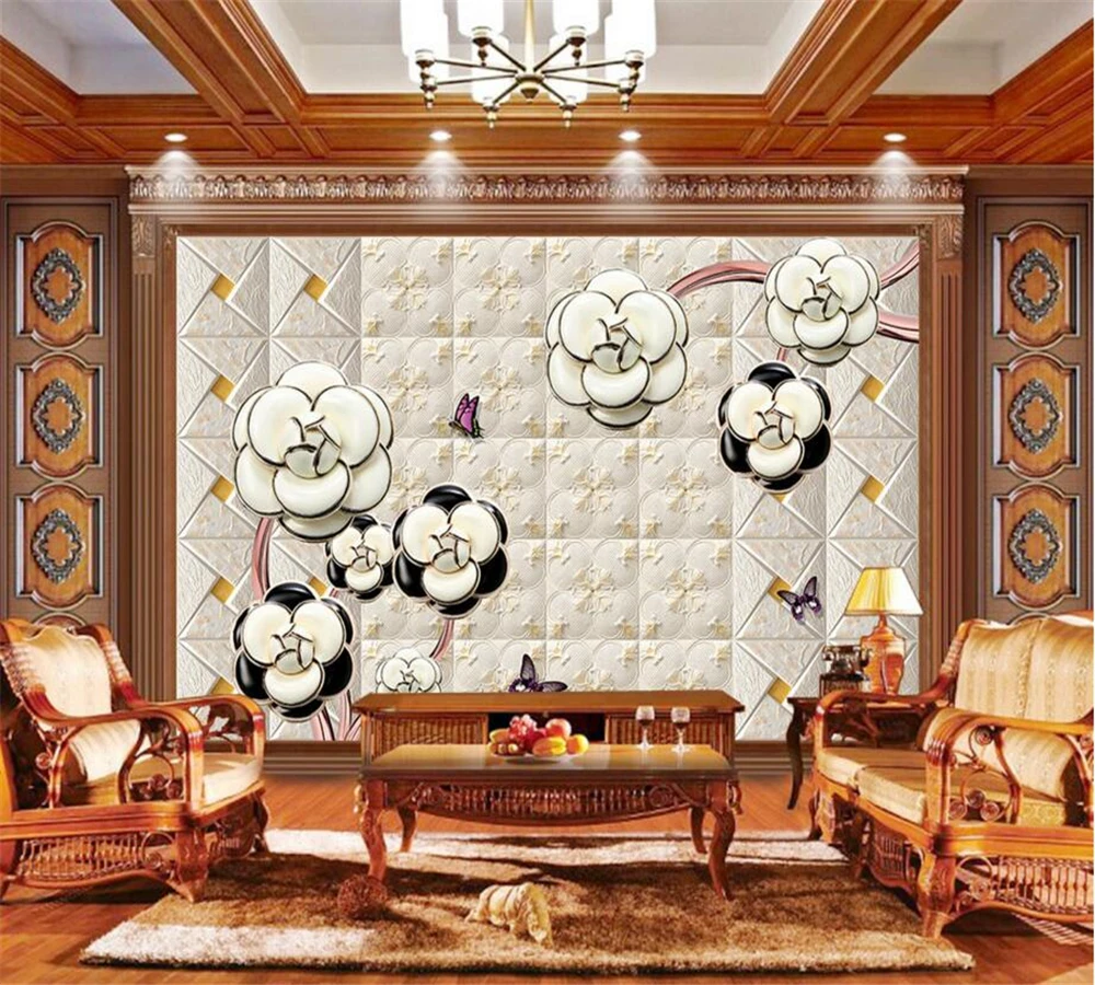 Beibehang большие пользовательские обои плитка мягкая рельефная Камелия для