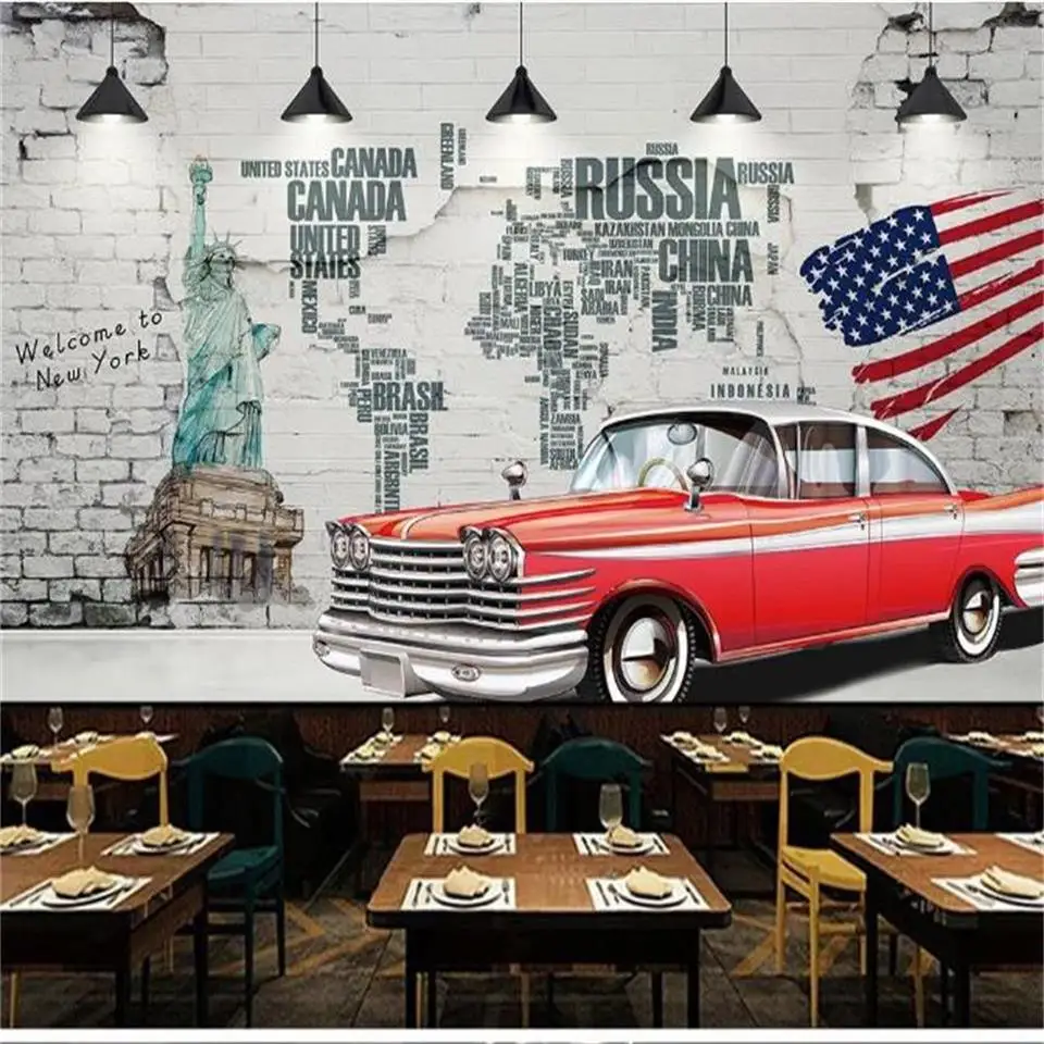 Настенные 3D-обои на заказ фотообои с изображением кирпичной стены старого