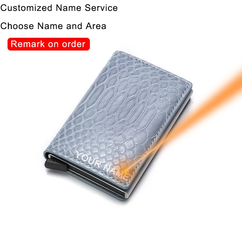 sky blue(Name Servic RFID визитница, мужские кошельки, тонкая карта, сумки для денег, черный мужской кошелек, маленький кожаный бренд, тонкие мужские кошельки из змеиной кожи - Цвет: sky blue(Name Servic