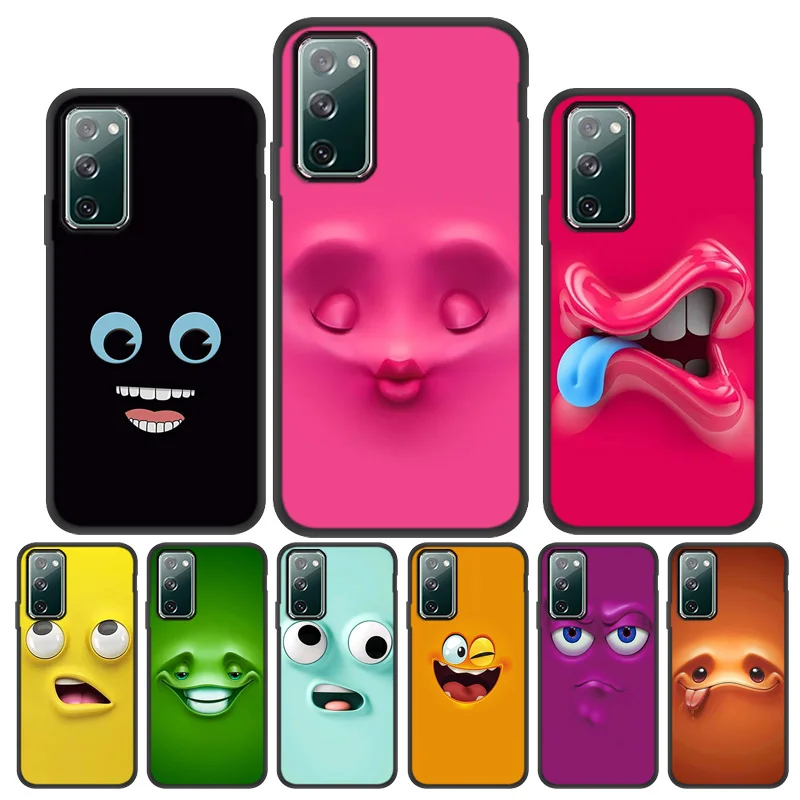 smile phone case for samsung s21 ultra s20 plus case funny face cases samsung s20 fe s10 s22 s9 s8 s7 note 20 10 9 8 cover funda free global shipping