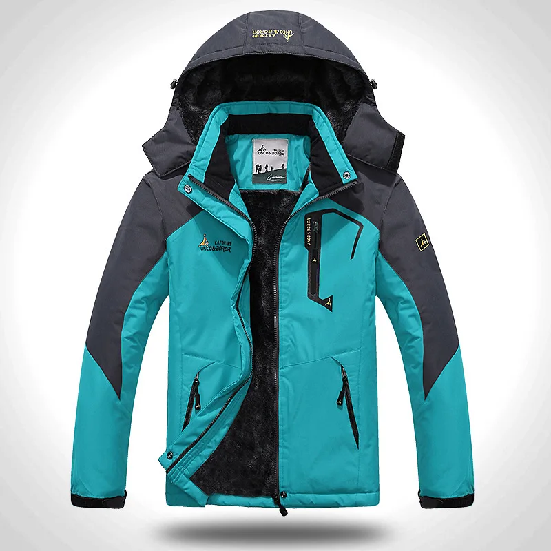 Cyan Blue Jacket TWTOPSE Для мужчин зимние Водонепроницаемый спортивные катание на сноуборде и лыжах куртка теплая одежда, для катания на велосипеде, для рыбалки, с защитой от ветра Пеший Туризм Кемпинг флисовой куртки пальто для активных видов спорта вне помещений - Цвет: Cyan Blue Jacket