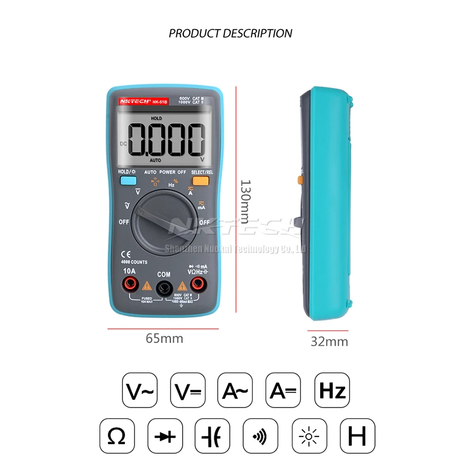 NKTECH Цифровой мультиметр карман NK-51A NK-51B NK-51C NK-51D истинного среднеквадратичного значения переменного тока Амперметр Вольтметр переменного тока постоянного тока Гц Ом Температура Электрический тестер