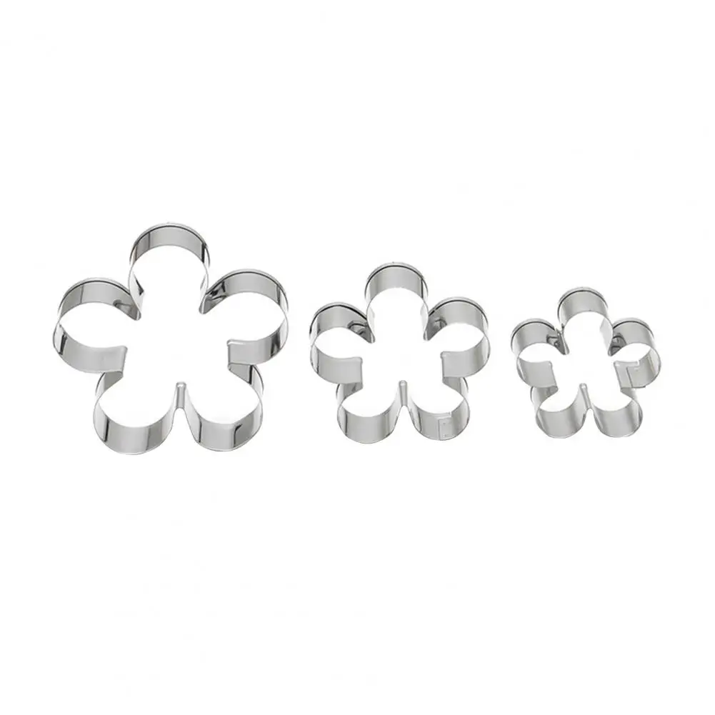 

3Pcs/Set Flower Shape Cookie Cutters No Odor 430 Stainless Steel Rose Petal Biscuit Molds Baking Tools