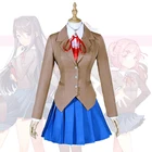Аниме Моника Sayori Yuri Natsuki Косплей Костюм Школьная Униформа Женская юбка комплект Хэллоуин женское платье синяя юбка коричневый костюм
