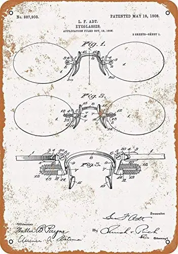 

Metal Sign - Eyeglasses Patent - Vintage Bar Wall Decorative