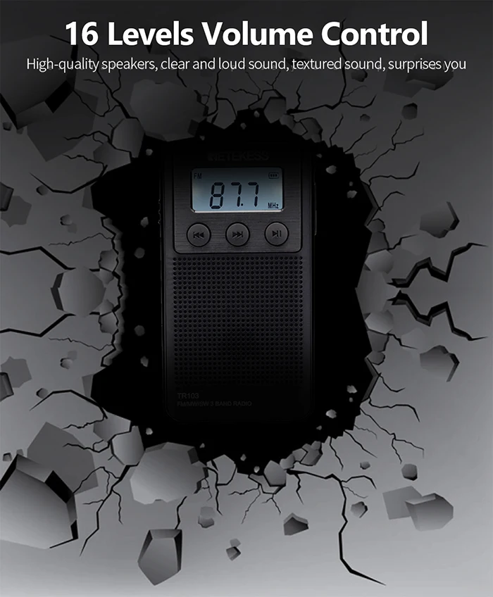 Retekess TR103 карман портативное мини-радио FM/MW/SW Цифровая настройка радио 9/10 кГц MP3 музыкальный плеер с Перезаряжаемые Батарея