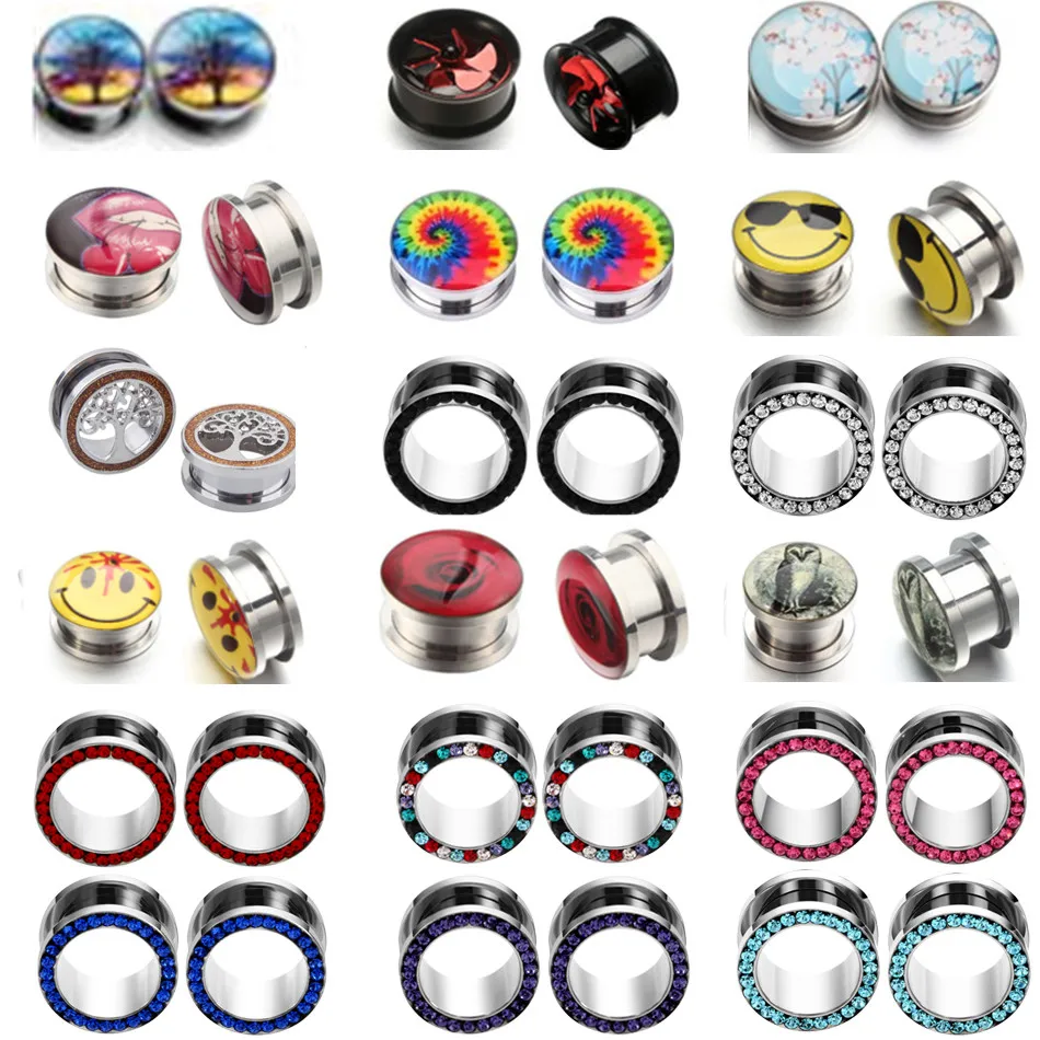 1 пара затычки и расширитель для туннелей из нержавеющей стали с