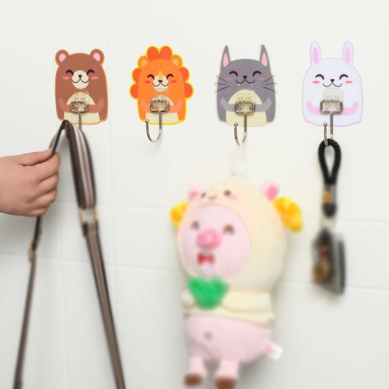 

Cute Cartoon Strong Hook Multifunction Coat Hat Hook Funny Animals Pattern Hook Home Storage Supplies