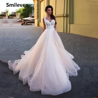 smileven princess wedding dress a line appliques sexy v neck bride dresses vestido de noiva boho wedding gowns