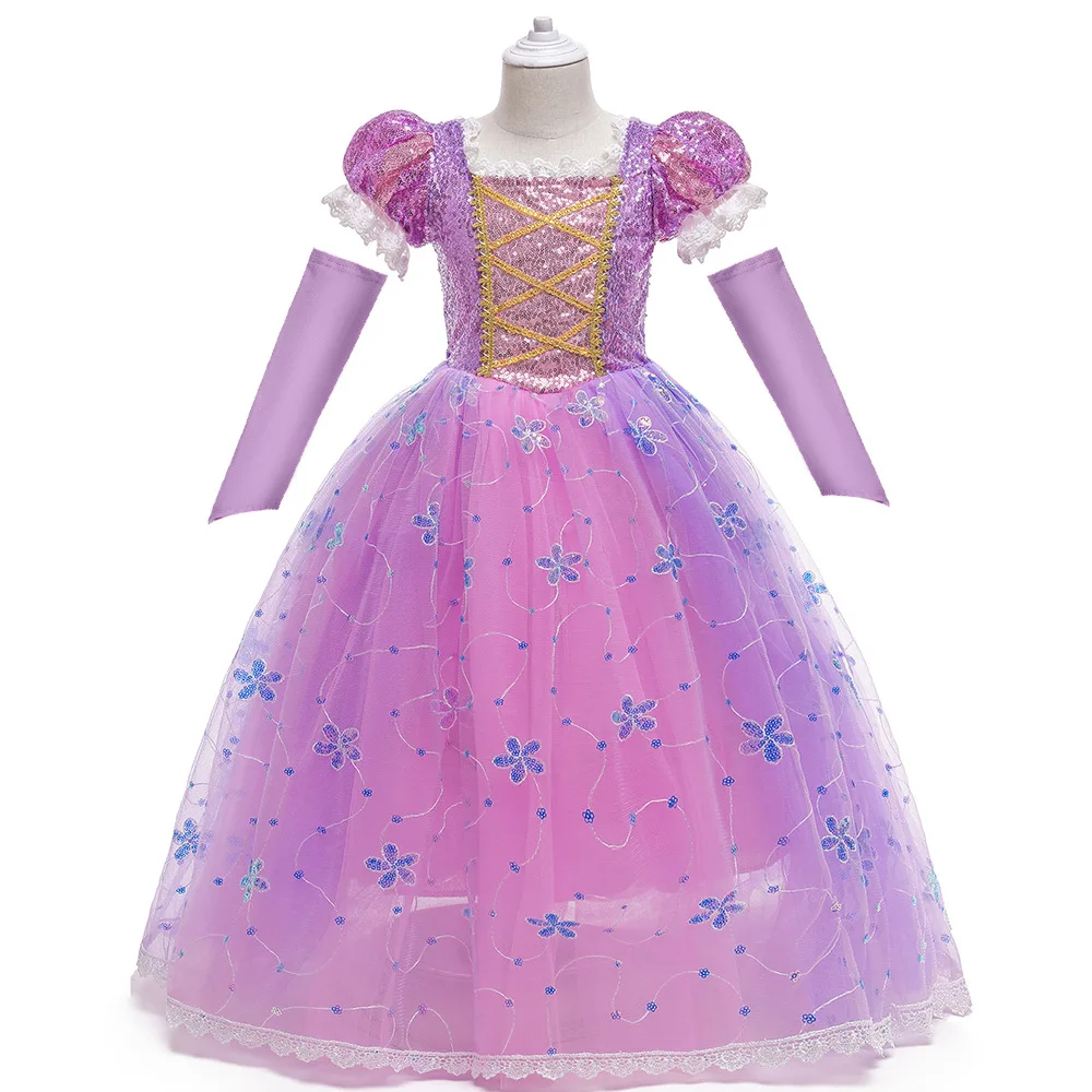 

Princess Little Girls Cosplay Purple Flower Dresses Girl's Ballgown Dress Clothing Cosplay Kids Beauty Princess Clothes Customes