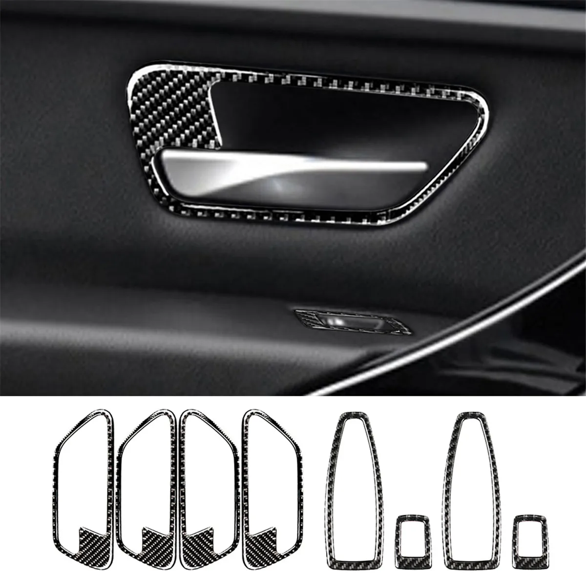 

8PCS Carbon Fiber Interior Door Handle Bowl & Window Lift Switch Button Trim Cover Fit forBMW 3 4 Series F30 3GT F34 2013-2019