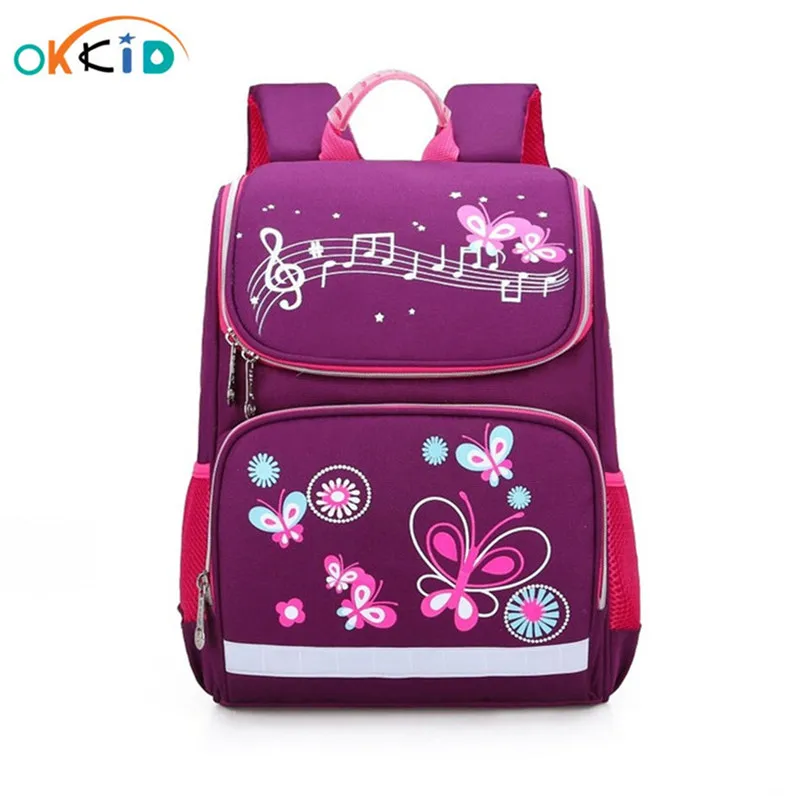 Детский Школьный рюкзак OKKID Водонепроницаемый для девочек с фиолетовым принтом