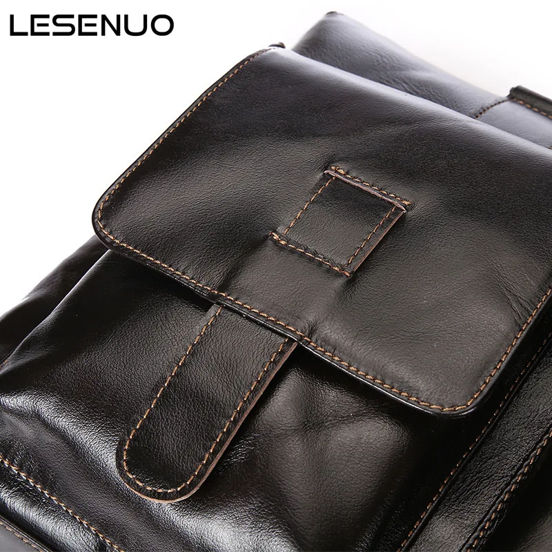 

LESENUO Men Leather Black Briefcase Business Handbag Men's Large Laptop Travel Bags Messenger Bags Male Vintage Shoulder Bag