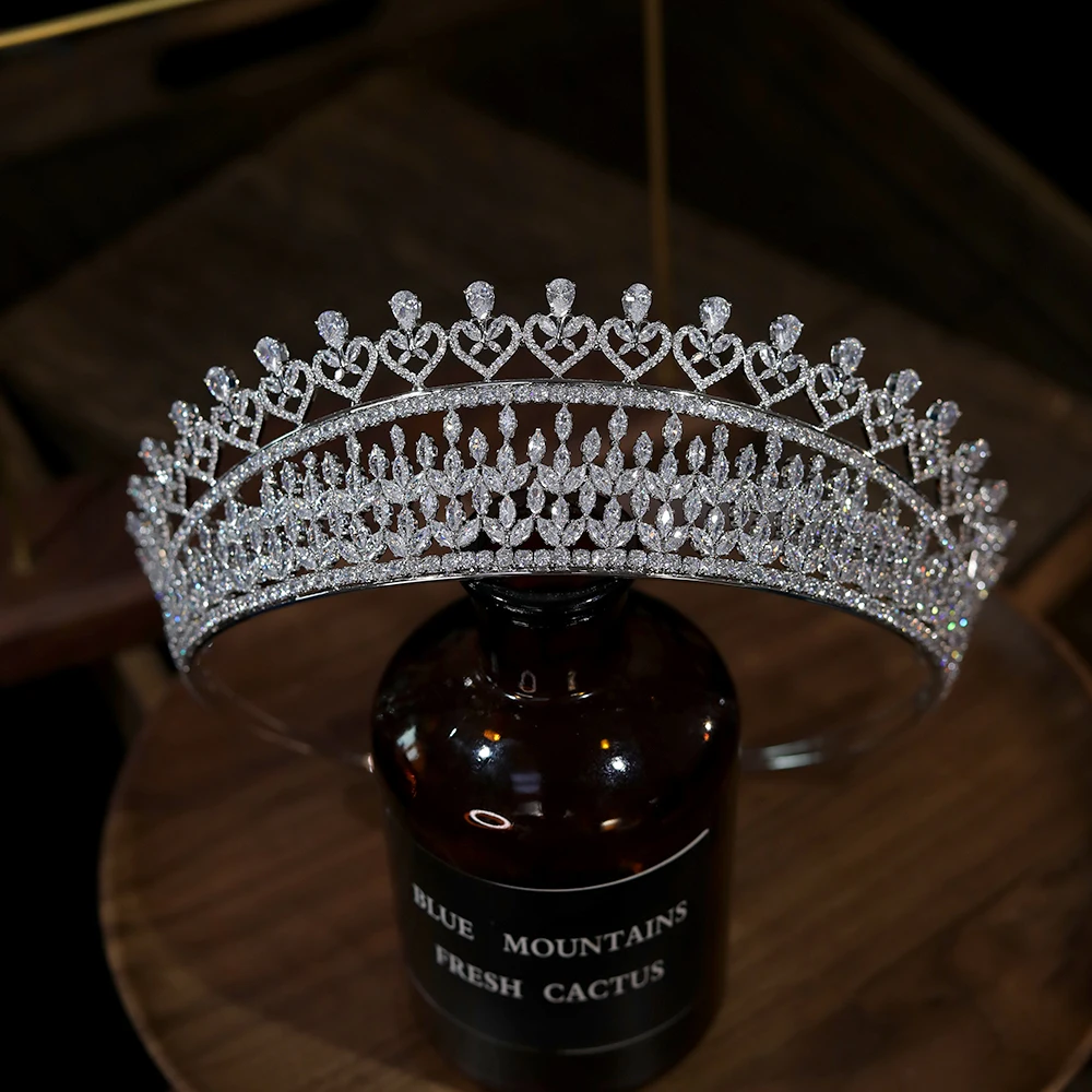 

Роскошная Королева большая корона хрустальные ювелирные изделия для невесты тиары в форме сердца барокко конкурсная диадема Дубай ювелирные изделия вечерние ринки свадьбы аксессуары для волос